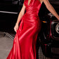 Cinderella Divine CDS441 Long Satin V-Neck Sexy Side Slit Gown Side Sash