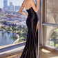 Ladivine CDS448 Long Strapless Fitted Gown with Fringe Leg Slit