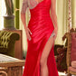 Ladivine CDS449 Long Beaded Off the Shoulder Fringe Beads Evening Gown
