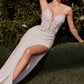 Ladivine CDS465W Long Strapless Lace Bodice Evening Dress