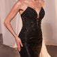 Ladivine CDS465 Long Strapless Lace Bodice Iridescent Fitted Dress
