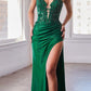 Ladivine CDS465 Long Strapless Lace Bodice Iridescent Fitted Dress