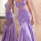 Ladivine CDS470 Long Stretch Satin and Glitter Boned Mermaid Gown