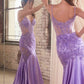 Ladivine CDS470 Long Stretch Satin and Glitter Boned Mermaid Gown