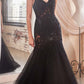 Ladivine CDS482 Long Fitted Strapless Lace and Tulle Mermaid Gown
