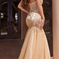 Ladivine CDS482 Long Fitted Strapless Lace and Tulle Mermaid Gown