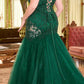 Ladivine CDS482 Long Fitted Strapless Lace and Tulle Mermaid Gown