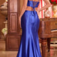 Ladivine CDS493 Floor Length Satin Fitted Two Piece Gown Side Slit