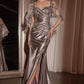 Ladivine CDS499 Stretch Satin Fitted Dress & Removable Lace Caplet