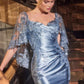 Ladivine CDS499 Stretch Satin Fitted Dress & Removable Lace Caplet