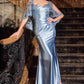 Ladivine CDS499 Stretch Satin Fitted Dress & Removable Lace Caplet
