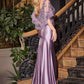 Ladivine CDS499 Stretch Satin Fitted Dress & Removable Lace Caplet