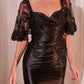 Ladivine CDS499 Stretch Satin Fitted Dress & Removable Lace Caplet