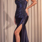 Ladivine CDS499 Stretch Satin Fitted Dress & Removable Lace Caplet