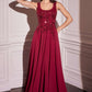 Ladivine CDS503 Dress Chiffon A-Line Beaded Lace Bodice Removable Cape