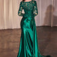 Ladivine CDS506 Dress Long Sleeve Lace & Satin Fitted Gown
