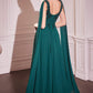 Ladivine CDS509 Dress Chiffon A-Line Gown & Long Cape Sleeves
