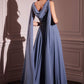 Ladivine CDS509 Dress Chiffon A-Line Gown & Long Cape Sleeves