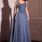 Ladivine CDS509 Dress Chiffon A-Line Gown & Long Cape Sleeves