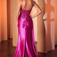 Ladivine CDS524 Dress Fitted Satin & Lace Evening Gown