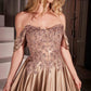 Ladivine CDS525 Dress Off The Shoulder Lace & Satin A-Line Prom Gown