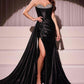 Ladivine CDS526 Dress Micro Crystal Strapless Satin Gown