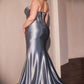 Ladivine CDS529C Dress Micro Crystal Fitted Satin Gown In Curve