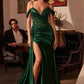Ladivine CDS532 Off The Shoulder Satin & Lace Prom Dress
