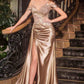 Ladivine CDS532 Off The Shoulder Satin & Lace Prom Dress