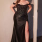 Ladivine CDS537C Off The Shoulder Lace & Satin Curve Dress