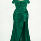 Ladivine CDS537C Off The Shoulder Lace & Satin Curve Dress