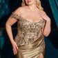 Ladivine CDS537C Off The Shoulder Lace & Satin Curve Dress