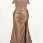 Ladivine CDS537C Off The Shoulder Lace & Satin Curve Dress