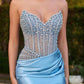 Ladivine CDS538 Dress Strapless Beaded Bodice & Satin Skirt Fitted Gown
