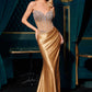 Ladivine CDS538 Dress Strapless Beaded Bodice & Satin Skirt Fitted Gown