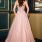 Ladivine CDS541 Glitter A-Line Ball Gown Strapless Crystal Beaded