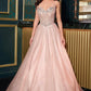 Ladivine CDS541 Glitter A-Line Ball Gown Strapless Crystal Beaded