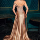 Ladivine CDS542 Off One Shoulder Fitted Gown Sweetheart Neckline Side Sash