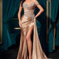 Ladivine CDS542 Off One Shoulder Fitted Gown Sweetheart Neckline Side Sash