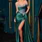Ladivine CDS542 Off One Shoulder Fitted Gown Sweetheart Neckline Side Sash