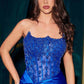 Ladivine CDS543 Satin Stretch Fitted Gown Strapless Boned Bodice