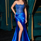 Ladivine CDS543 Satin Stretch Fitted Gown Strapless Boned Bodice