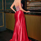 Ladivine CDS544 Strapless Stretch Satin Fitted Gown Side Sash