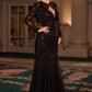 Ladivine CDS545 Strapless Mermaid Gown Floral Sequin