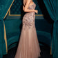 Ladivine CDS545 Strapless Mermaid Gown Floral Sequin