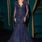 Ladivine CDS545 Strapless Mermaid Gown Floral Sequin