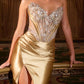 Ladivine CDS546 Strapless Fitted Stretch Satin Corset Bodice Evening Gown