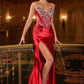 Ladivine CDS546 Strapless Fitted Stretch Satin Corset Bodice Evening Gown