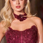 Ladivine CDS550 Fit and Flare Strapless Matching Chocker Evening Gown