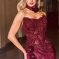 Ladivine CDS550 Fit and Flare Strapless Matching Chocker Evening Gown